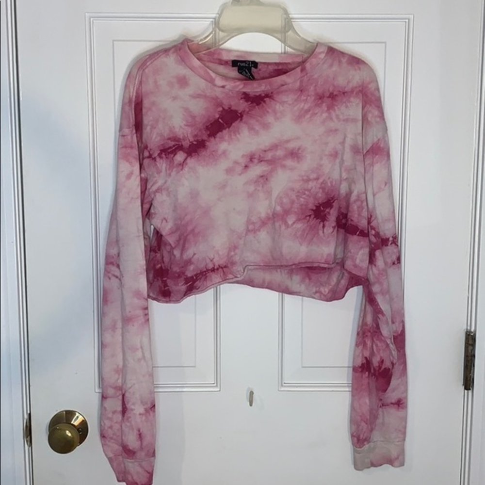 Rue 21 white and pink tie dye crop top